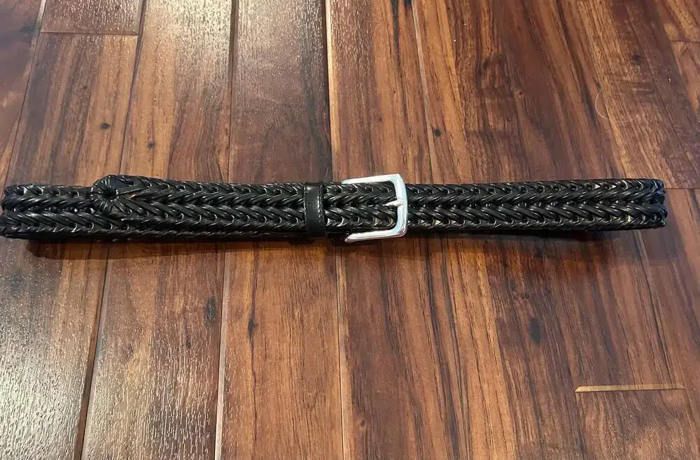 Dockers NWT Men's Black Braided Faux Leather Belt with Silver Buckle, Size 36